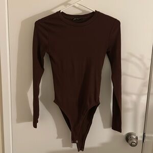 Brown ribbed bodysuit